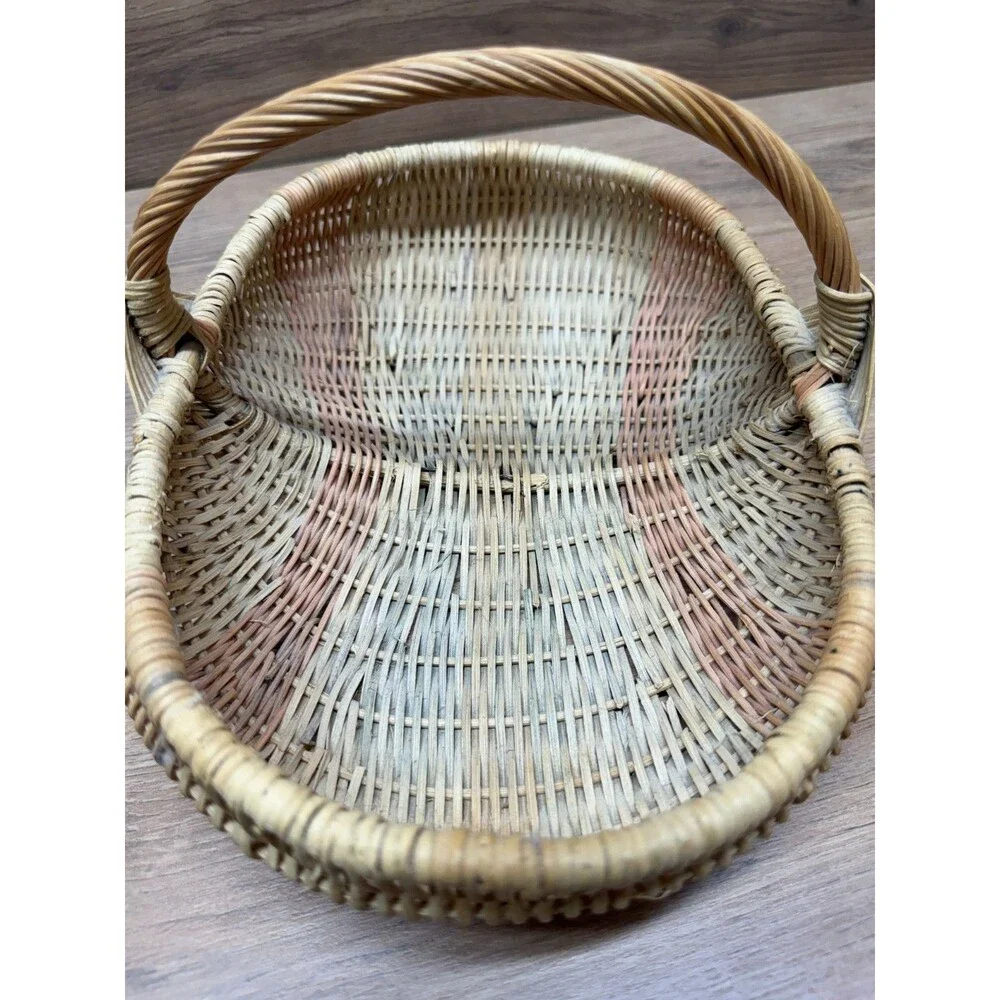 Vintage Rattan Wicker Buttocks Butt Egg Basket 12